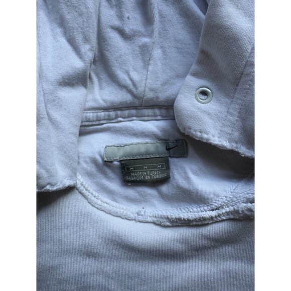 Vintage Y2K Nike Mini Swoosh White Hoodie Sweater Streetwear Sports Hype Medium - Picture 15 of 16